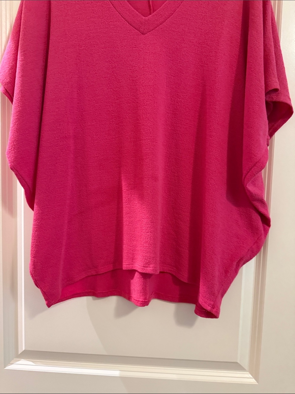 Charlotte Avery Fuchsia V-Neck Draped Dolman Blouse - Picture 4 of 5